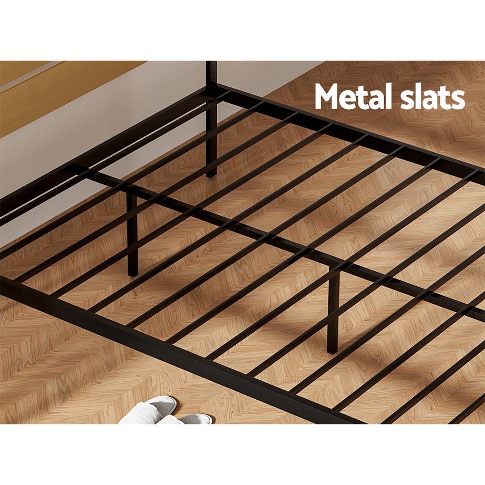 NNEDSZ Bed Frame Double Size Metal Base Mattress Platform Foundation Black PAULA